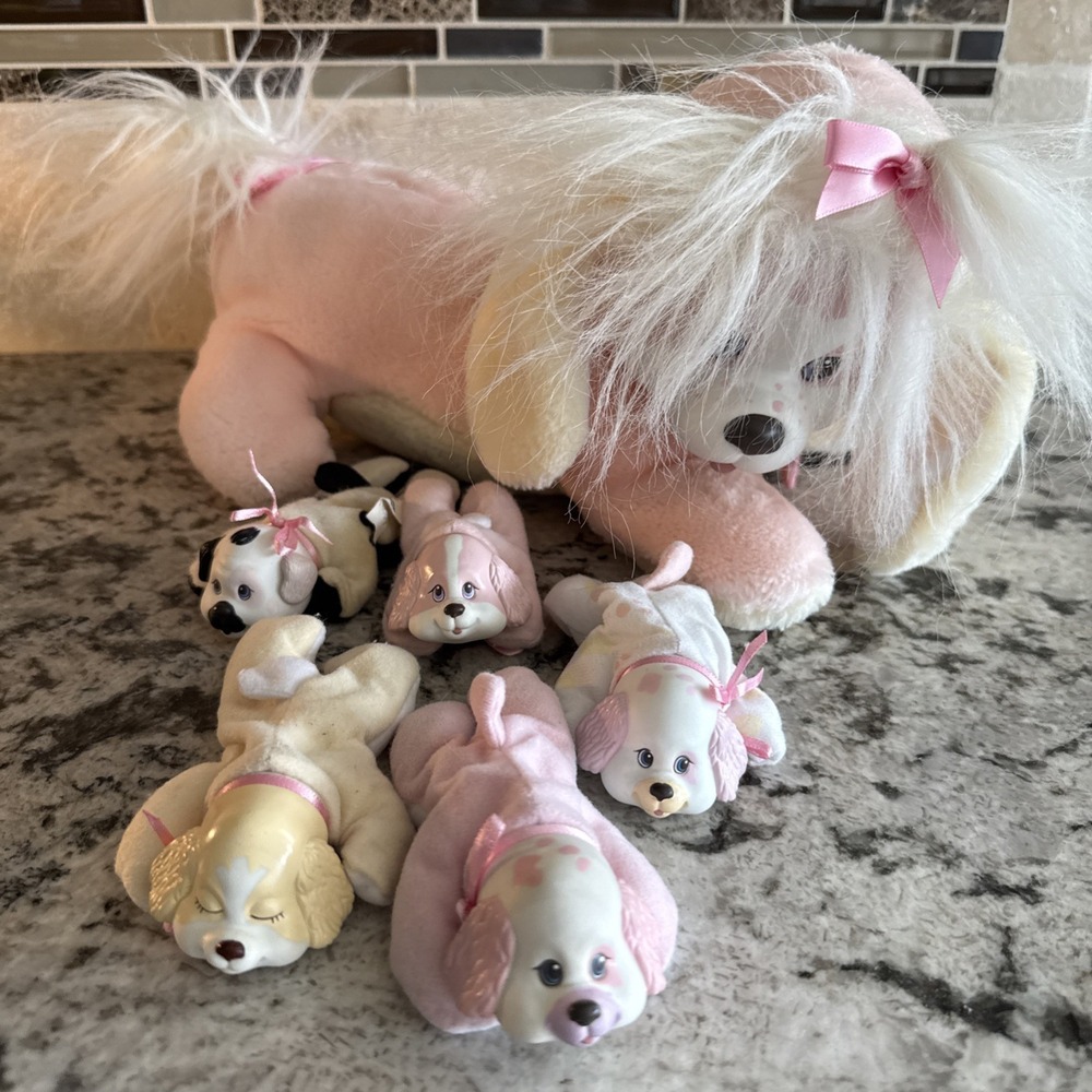 Vintage 1990's Pink Puppy Surprise With Five Puppies